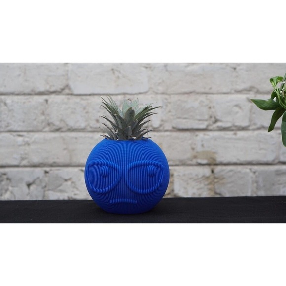 Funny Style Planter: Suspicious Dude Face, Emoji Inspired, Small Pot for Shelf - Picture 6 of 8